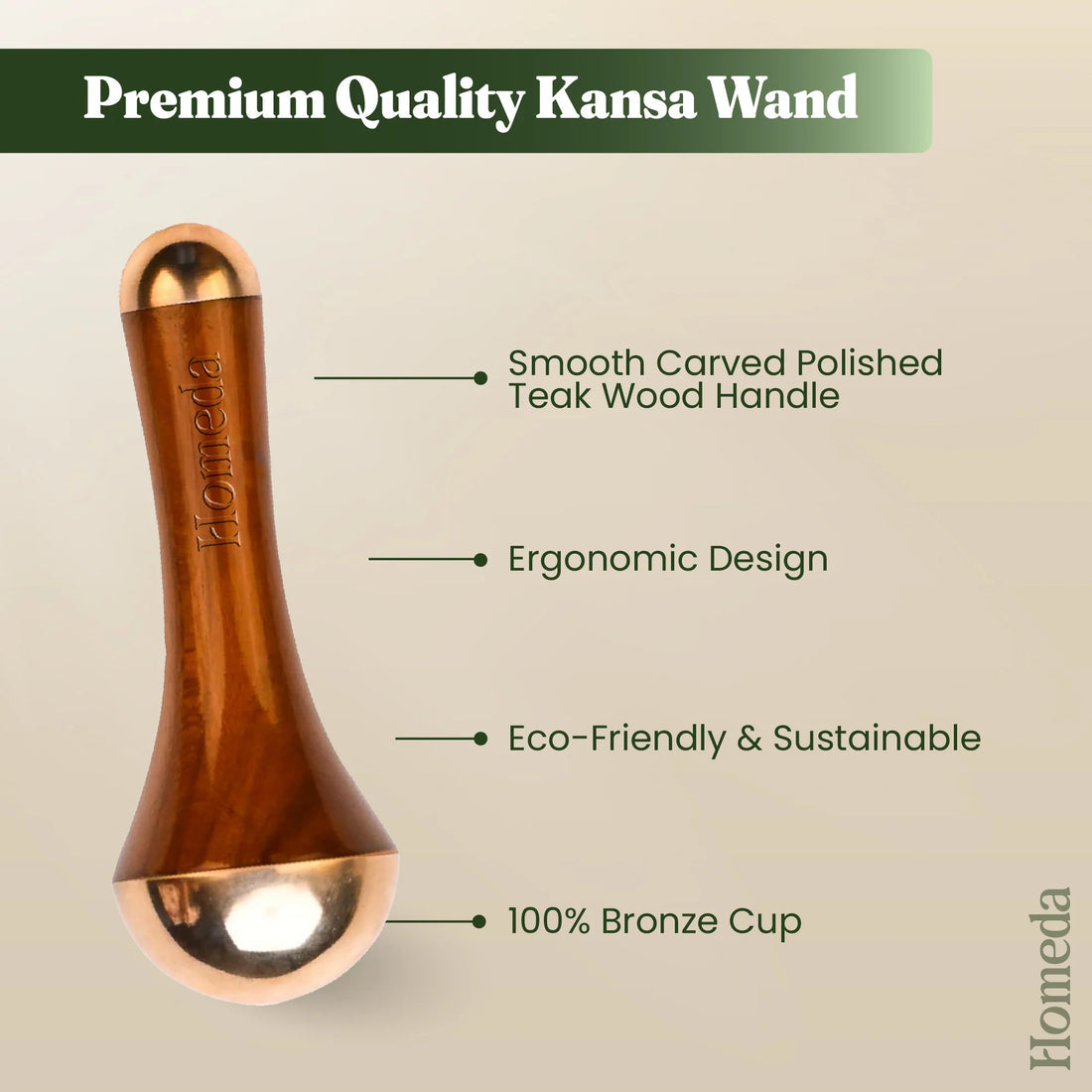 Kansa Foot Massager Wood Handle