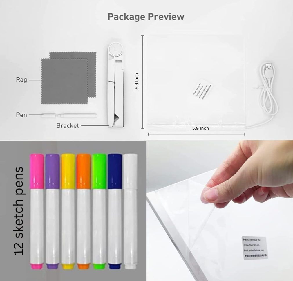 3D LED Light Glass Acrylic Writing pad